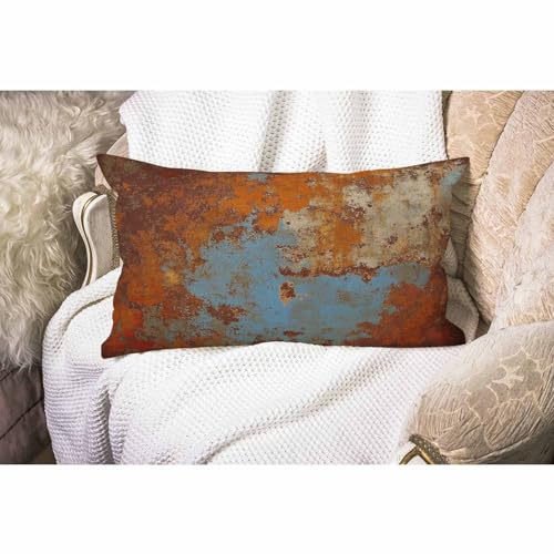 Smooffly Throw Pillow Covers Cases Decorative 12"x20" Inch Brown Rust Colorful Metal Rusty Steel Iron Structure Two Sides Print Pillowcase Case Waist Lumbar Cotton Linen Cushion Cover - color: Swn24