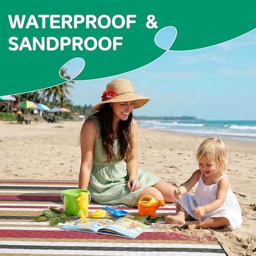 Waterproof Beach Blanket Picnic Outdoor Camping Mat Christmas Xmas Birthday Cool Practical Gift Mother Day Mom Big Sister Law Soul Bestie Best Aunt Hostess Regalos de Navidad Para Mujer Mama Abuela - color: Multi Brown