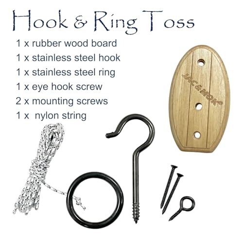 Hook and Ring Toss Game Swing Game DIY Kit -Stainless Steel Ring, Polyester Rope and Hardware - style: short board - black 1