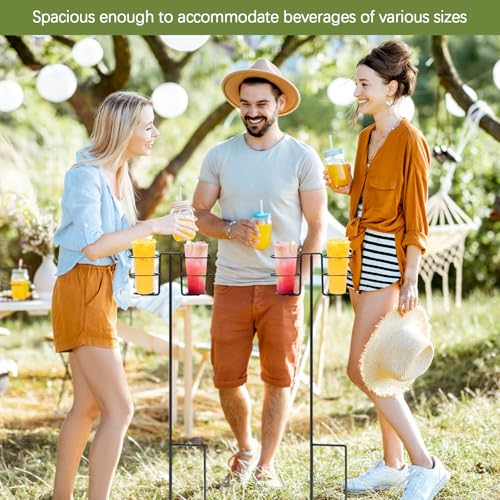 Silkfly 3 Pack Heavy Duty Drink Holder Stakes Outdoor Yard Beer Wine Beverage Cup Holders with Metal Stakes for Garden Lawn Backyard Camping Picnic Tailgating Campsite