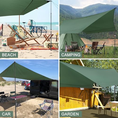 Tarp Poles, Telescoping Tent Poles, Ultra-Lightweight Portable Aluminum Sun Shade Poles That Extends Up to 7'6",Suitable for Camping, Tent, Awning, Beach Shelter(2 PCS) - color: Black