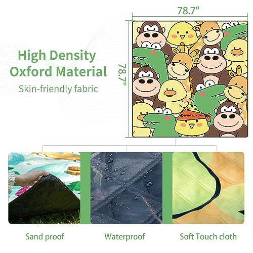 Whitsunday Picnic Blankets,Outdoor Beach Blanket, Picnic Blankets Waterproof Foldable for Spring Summer Camping, Beach, Park, Hiking (Rabbit, 80 * 80)