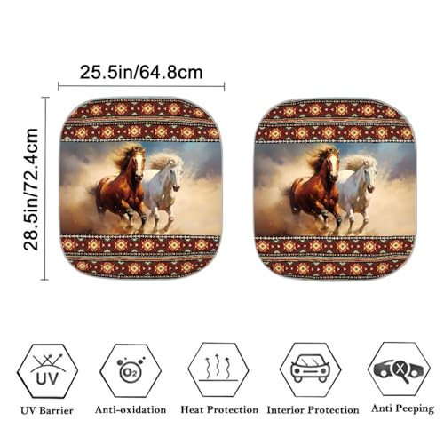 Ethnic Horse Sunshade for Car Windshield Foldable 2 Pieces Set Car Front Window Sunshade Summer Outdoor Sun UV Rays Blocker Sun Visor Shield Auto Protective Accessiors - color: Ethnic Horse