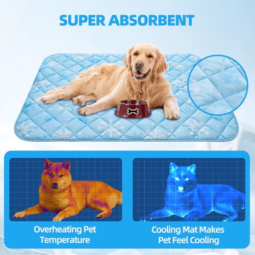 Homimp Dog Cooling Mat,15.5" x 19.5" Thicken Self-Cooling Mat for Dog&Cat,Internal Waterproof& Endothermic,Washable Pet Ice Cool Pad Blanket,Pet Sleeping Pad for Indoor Outdoor in Summer, Non-Toxic - color: Sky Blue Paw, size: Small 15.5IN x 19.5IN
