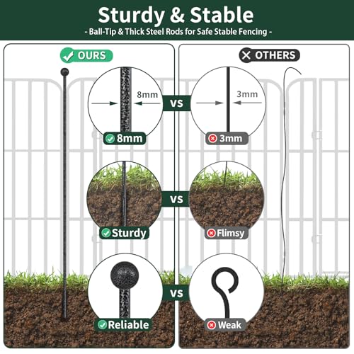 Heavy Duty Dog Playpen 47inch 16 Panels, Thickened Steel Tube, with 2 Doors for Medium Large Dogs, Outdoor Metal Exercise Pen for Yard RV Camping, Gravity Lock & Ball Head Iron Rods - style: 47"H