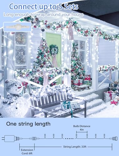 String Lights Indoor Bedroom, 33FT 100 LED Fairy String Lights Outdoor Waterproof, 8 Modes Memory Twinkle Christmas Light Plug in for Classroom Dorm Patio Tree Garden Decor (Cool White) - color: Cool White, size: 100LED