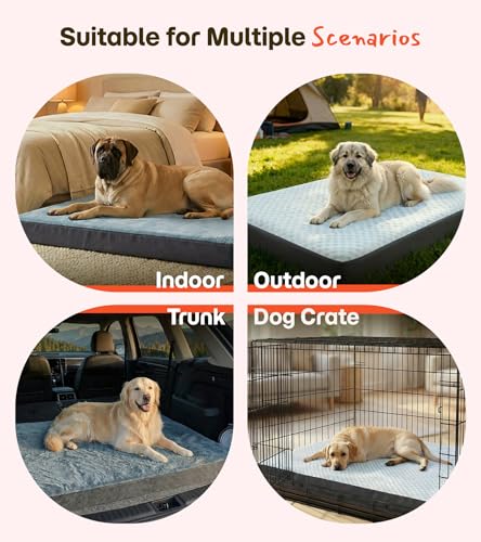 Dog Bed for Crate, Extra Large Cooling Mat for Dogs, Waterproof Dog Bed with Dual Surface Removable Washable Covers, 41 x 27 Inch Pet Bed with Egg Crate Foam - size: 41"l X 27"w X 3"th