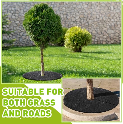 Peryiter 6 Pcs Rubber Mulch Tree Ring, Heavy Duty Rubber Mulch Mat, Tree Protector Weed Barrier Mats, Round Root Barrier for Root Protection Weed Grass Control (20 Inches) - style: 20 Inches