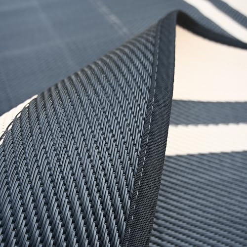 RURALITY Outdoor Rugs 6x9 Waterproof for Patios Clearance,Plastic Straw Mats for Backyard,Porch,Deck,Balcony,Reversible,Black and Beige - color: Panel-black&beige, size: 6' x 9' (Rectangular)
