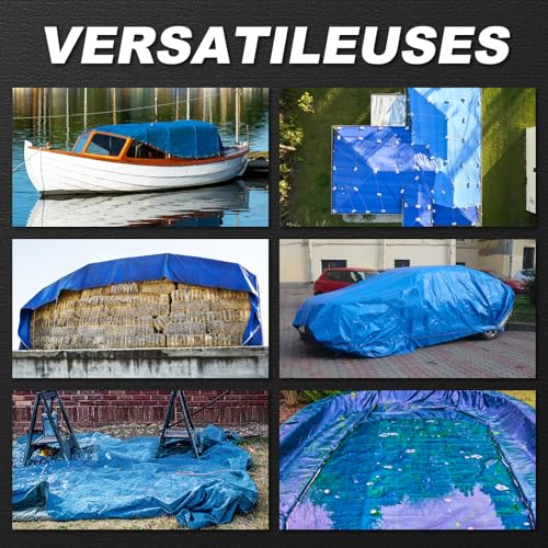 Tarps Waterproof 8x10 Feet, 2 Pack Heavy Duty Blue Tarp Cover 12 Mil Thick, Resistant Plastic Tarpaulin with Metal Grommets, Outdoor Tarp Cover for Car,Trailer - color: Blue-12mil, size: 8'x10' 2pk