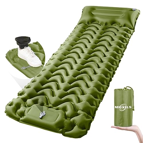 MOXILS Sleeping Pad, Ultralight Inflatable Sleeping Pad for Camping, Built-in Pump, Ultimate for Camping, Hiking, Airpad, Carry Bag, Repair Kit, Compact & Lightweight Air Mattress(Green) - color: Green