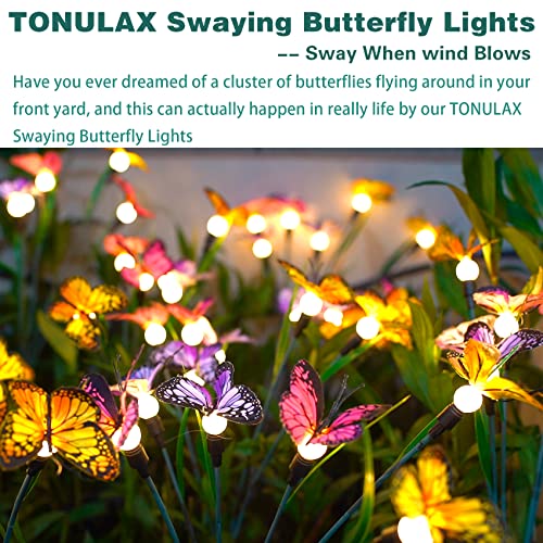TONULAX Solar Garden Lights - 10 Pack Swaying Butterfly Light, Swaying in The Wind, Solar Outdoor Lights, Yard Patio Pathway Decoration, High Flexibility Iron Wire & Realistic Butterflies(10 Pack) - size: 10 Pack