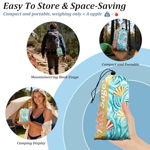 Beach Blanket Waterproof Sandproof Beach Mat 79" X 83" for 2-8 Adults, Sand Free Mat Quick Drying for Travel, Camping, Hiking with 4 Stakes & 4 Corner Pockets (Shell A) - color: Shell