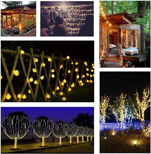 Toodour Solar String Lights Outdoor, 36ft 60 LED Globe String Light with 8 Mode, Waterproof Crystall Ball Lights Solar Patio Lights for Garden, Lawn, Patio, Gazebo, Yard, Outdoor Decor - Warm White - color: Warm White, size: 36ft