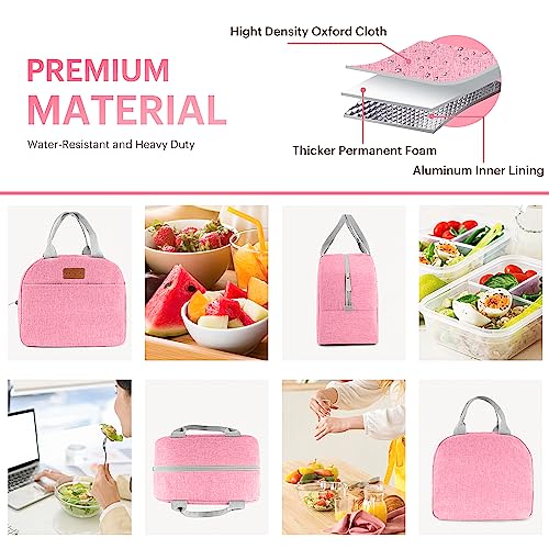 Lunch Bag for Women & Men Adult Insulated Lunch Box, Small Leakproof Cooler Food Lunch Containers Reusable High Capacity Lunch Tote Bags for Work, Travel, Outdoor (Pink) - color: Pink