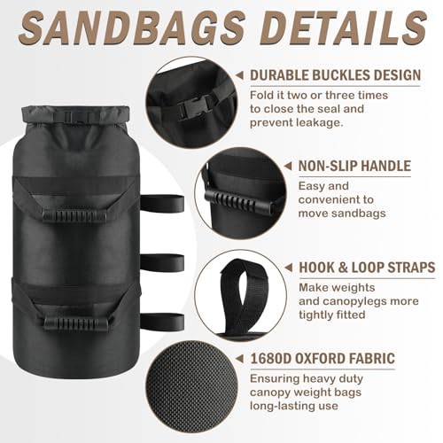 Canopy Weight Sand Bags Set of 4, Heavy Duty SandBags for Canopy Tent Legs, Pop up Tent Gazebos Weights for Outdoor Patio Umbrellas, Pergolas, Sunshades, Black - No Sand (160 LBS - Set of 4) - size: 160 LBS - Set of 4