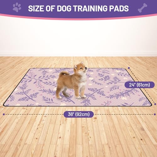 Washable Dog Pee Pads - Absorbent Reusable Puppy Training Pads, Waterproof Leak - Proof & Non - Slip for Crate Whelping Potty Training 24x36 (Pack of 2) - color: Purple Multicolor, size: 24x36in(Pack of 2)