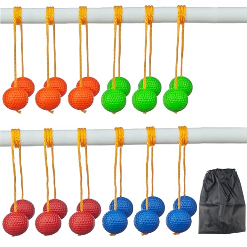12 Pack Ladder Toss Balls Ladder Ball Replacement Balls with Storage Bag for Toss Match (Red Blue Orange Green)