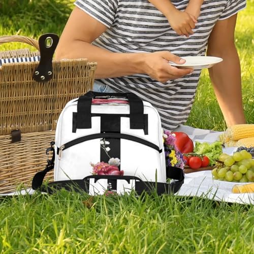 Letter T Insulated Lunch Bag for Women Men Reusable Waterproof Lunch Box Cooler Tote Bag One shoulder portable meal bag Portable Adult Lunchbox for Work Picnic Hiking Beach - color: Letter T