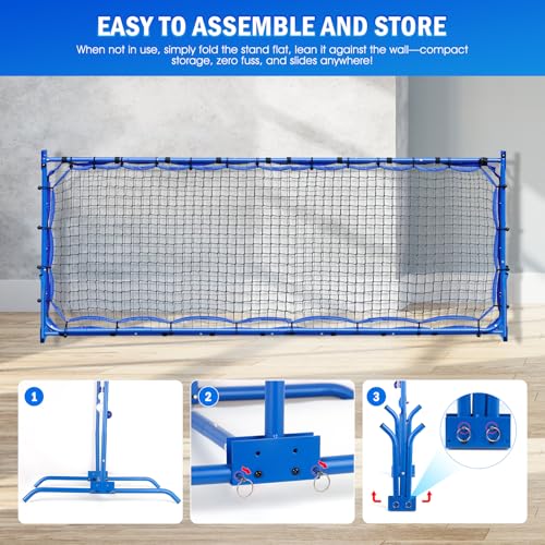 Pickleball Rebounder Net with Kitchen Lines System for Solo Training Equipment, 7.9FT or 6FT 2in1 Mini Pickleball Practice Net Portable Trainer for Driveway Backyard Garage, Easy Setup & Storage - size: 7.9FT Pickleball Net
