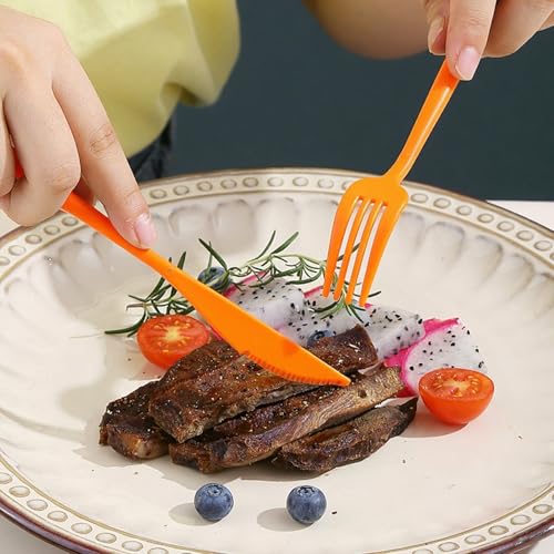 6 Sets Wheat Straw Travel Utensils Set, Reusable Cutlery with Case, Portable Camping Flatware Spoon Fork Knife for Lunch, Picnic & Office