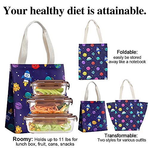 iknoe Lunch Bag Insulated Lunch Bags for Women Men 9L Reusable Lunch Tote Portable Adult Thermal Large Lunch Cooler for Work Picnic Beach (Spacecraft) - color: Dark Blue, size: Velcro Closure