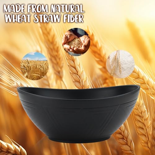 Wrova Big Wheat Straw Bowls,Unbreakable Large Salad Bowls,Dishwasher and Microware Safe Plastic Bowls Reusable,Kitchen Bowl Set for Salad,Cereal,Soup and Oatmeal.Black and White - color: Black&White, size: 2 Pack