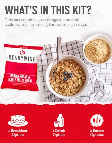 ReadyWise Emergency Food Supply - 72 Hour Survival Kit, 30 Servings of Protein Meals, Freeze Dried Food for Backpacking, Camping Essentials & Disaster Prepping Supplies, up to 25 Year Shelf Life - size: 72 Hours
