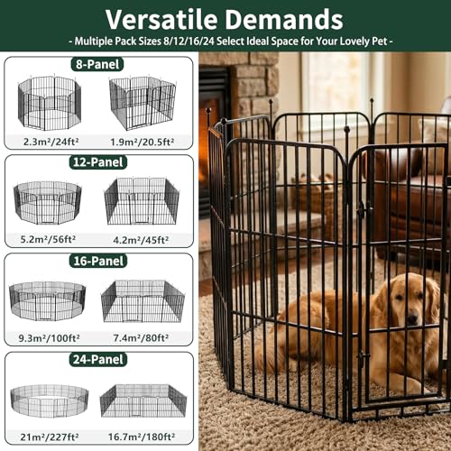 Heavy Duty Dog Playpen 47inch 16 Panels, Thickened Steel Tube, with 2 Doors for Medium Large Dogs, Outdoor Metal Exercise Pen for Yard RV Camping, Gravity Lock & Ball Head Iron Rods - style: 47"H