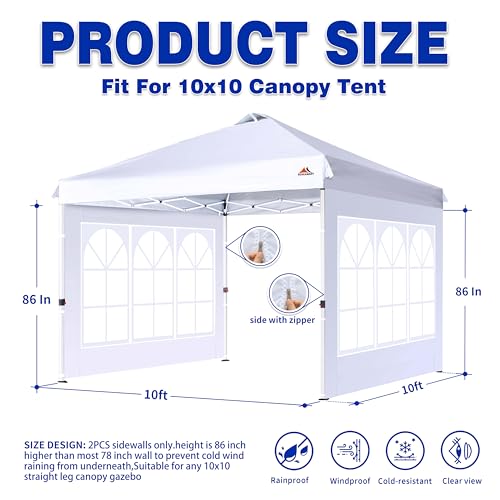 SCOCANOPY 2PCS SideWall with Window for 10x10 Canopy Frame (10X10, Khaki) - color: khaki, size: 10X10