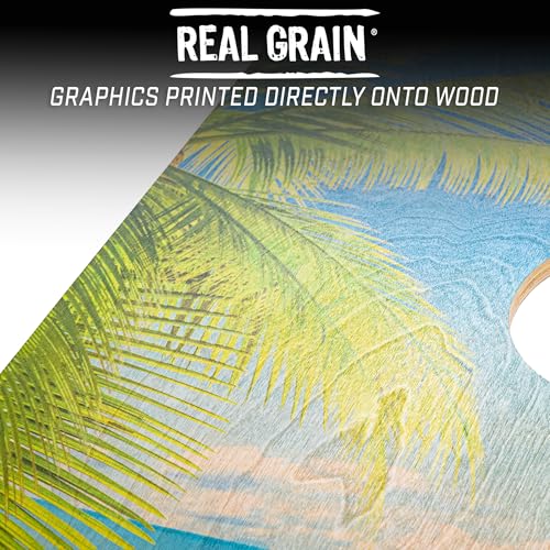GoSports 4 x 2 ft Regulation Size Wood Cornhole Boards - 10 Vintage Wood Designs (Choose Your Style) - color: Tropical Beach