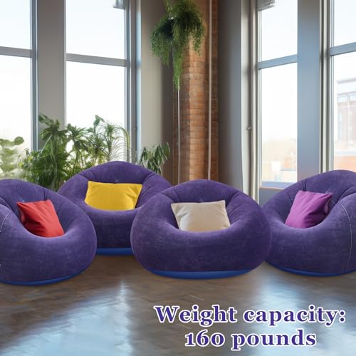 Realspring Inflatable Bean Bag Chairs Outdoor Blow up Camping Chairs Inflatable Lazy Sofa Folding Portable Bean Bag Loungers Couch for Movie Night(Blue,4 Pcs) - color: Blue