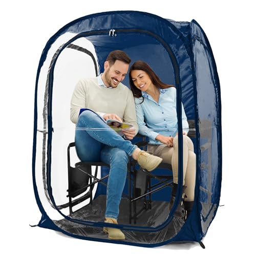 WeatherPod® Pop-Up Sports Tent 1-2 Person – Instant Setup MyPod™ Original Shark Tank All-Weather Pod Shelter for Outdoor Sports, Rain, Wind & Cold - color: Navy, size: X-Large