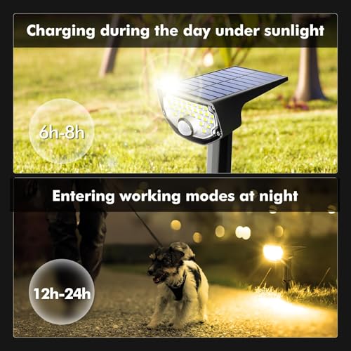 AloftSun Solar Motion Sensor Outdoor Lights,Waterproof Motion Sensor Spot Lights- 30 LED/3 Modes Solar Powered Spotlights,Landscape Lighting for Yard and Garden, Warm White,6 Pack - color: Warm White, size: 6 Pack
