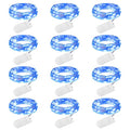 Brightown 12 Pack Led Fairy Lights Battery Operated String Lights Waterproof Silver Wire 7 Feet 20 Led Firefly Starry Moon Lights for DIY Wedding Party Bedroom Patio Christmas (12 Pack, Blue) - color: Blue, size: 12 Pack