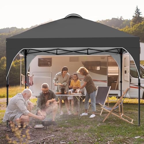 GDY 10x10 Pop Up Canopy Tent, Easy-Setup Gazebo, Outdoor Canopy with 3 Adjustable Heights for Events, Parties, Camping, Black. - color: Black, size: 10x10