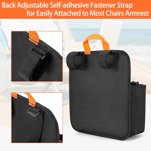 GRAOSO Beach Chair Cup Holder, Chair Side Organizer Easily Attached to Armrest with 2 Self-Adhesive Fastener Strap, Hanging Chair Attachment for Water Bottle, Sunglasses, Phone, Snack, etc.. - size: S