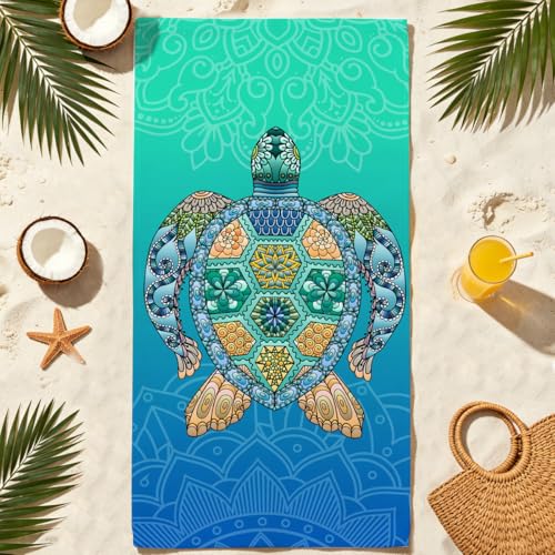 Sea Turle Microfiber Lightweight Beach Towel Sand Free Quick Dry Absorbent Thin Towels Blanket for Swimming Pool Camping Beach Vacation Essentials Accessories Travel Things for Cruise Yoga - color: Lcs Multicolor 1534