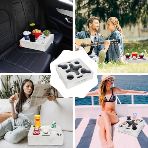 Couch Cup Holder-Sofa Cup Holder Pillow Tray Caddy Cupholder Hearted for Bed, Rv, Tv, Car, Man Cave, Backseat for Remote, Drinks, Snacks (Square-Silver Grey) - color: SilverGrey
