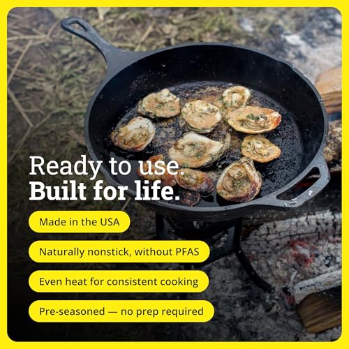 Lodge Seasoned Cast Iron Skillet 13.25 Inches - PFAS-Free, Non-Toxic Cookware - Use with an Oven, Stove, Grill, or Campfire - Naturally Non-Stick & Oven Safe - size: 13.25 Inch (1 Count)