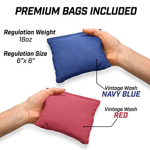GoSports 4 x 2 ft Flag Series Wood Cornhole Sets – American Flag or State Flags – Includes 2 Regulation Size Boards, 8 Bean Bags, Carrying Case and Rules - style: Ohio Flag