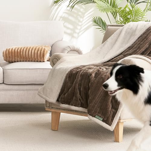 Waterproof Puppy Blankets for Small Dogs - Cozy Fleece Calming Cat Blanket for Couch Furniture Protector, Washable Dog Blankets for Indoors & Outdoors, Brown, 25"x35" - color: Brown, size: S(25x35")
