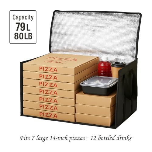 Bodaon Large 2-Pack Insulated Food Delivery Bag With Hard Bottom, XXXL Grocery Shopping/Catering/Bags, Rideshare Delivery Bag, Cold/Hot Styrofoam Carrier for Travel/Car - color: Black, size: XXX-Large(with Hard Bottom)