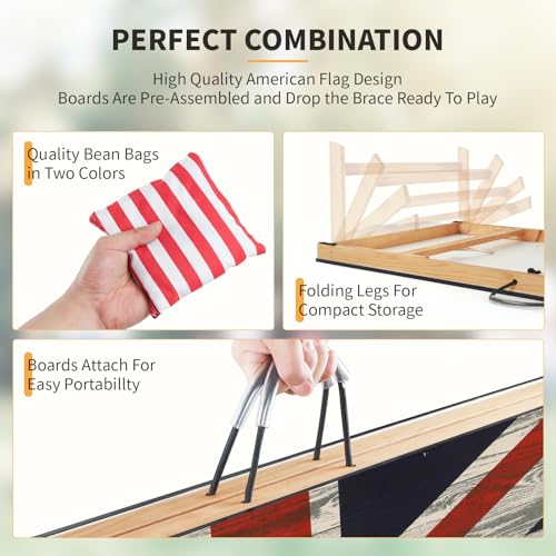 Cornhole Set, Corn Holes Outdoor Game, Regulation 2X4 Cornhole Boards, Portable Cornhole Set, Classic American Flag Cornhole Set Includes 2 Boards, 8 Cornhole Beans Bags & Carry Case - color: 4x2FT Union Flag Board Cornhole Set
