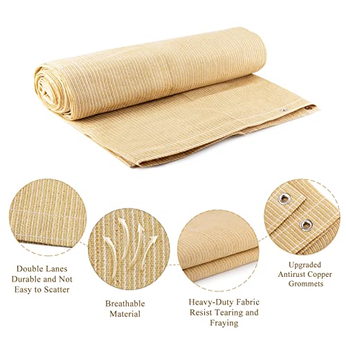 90% Outdoor Sun Shade Cloth, 8’ x 12’, Pergola, Deck, and Backyard Patio Sunshade with UV Protection, Heat Resistant HDPE Material, Reinforced Grommets (8x12 FT, Wheat) - color: 1-wheat, size: 8x12 FT