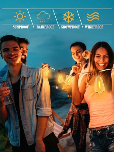 DAMAING String Lights for Outside 300FT shatterproof connectable Patio Lights Outdoor 3 Pack x 100FT with 156 PCS Vintage dimmable LED Edison Bulbs,Waterproof Hanging Lights for Backyard,Deck - color: Black, size: 300 Feet