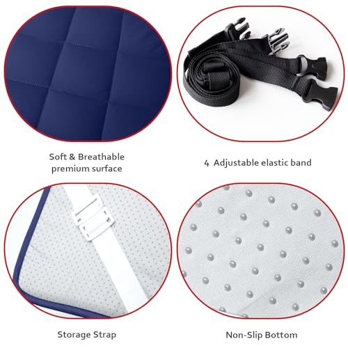 Quilted Foam Mattress Topper Pad, Non-Slip Super Soft Comfortable 75"x30", Cool Sleeping Pad for Camp Cot/RV Bunk/Narrow Twin Beds - color: Navy