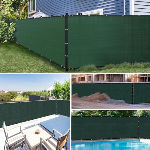 GL Garden Privacy Net Protective Screen, 5' x 400' Decorative Fences Heavy Duty 170 GSM Commercial Mesh Shade Cover with Brass Grommets, Perfect for Outdoor Back Yard, Dark Green, Customizable - size: 5 x 400 Feet