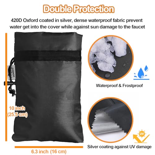 Enlarge Outdoor Faucet Cover for Winter Freeze Protection, 3M Thinsulate, 10"H x 6.3"W Hose Bib Covers for Wall Taps Outside, Waterproof & Frost Free Insulated Spigot Cover, 4 Pcs Faucet Socks - Black - color: Black, size: 6.3"W x 10"H (4pcs)