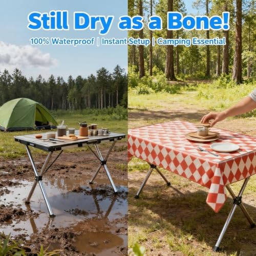 Waterproof Tablecloth, 6ft Table Cover Fitted for Picnic,Camping,Plastic Table Cloth, Heavy Duty Rectangle Tablecloth for Outdoor Party,Kitchen, Birthday, Wedding, Christmas,Decor-72x30inch-red - color: Red and White